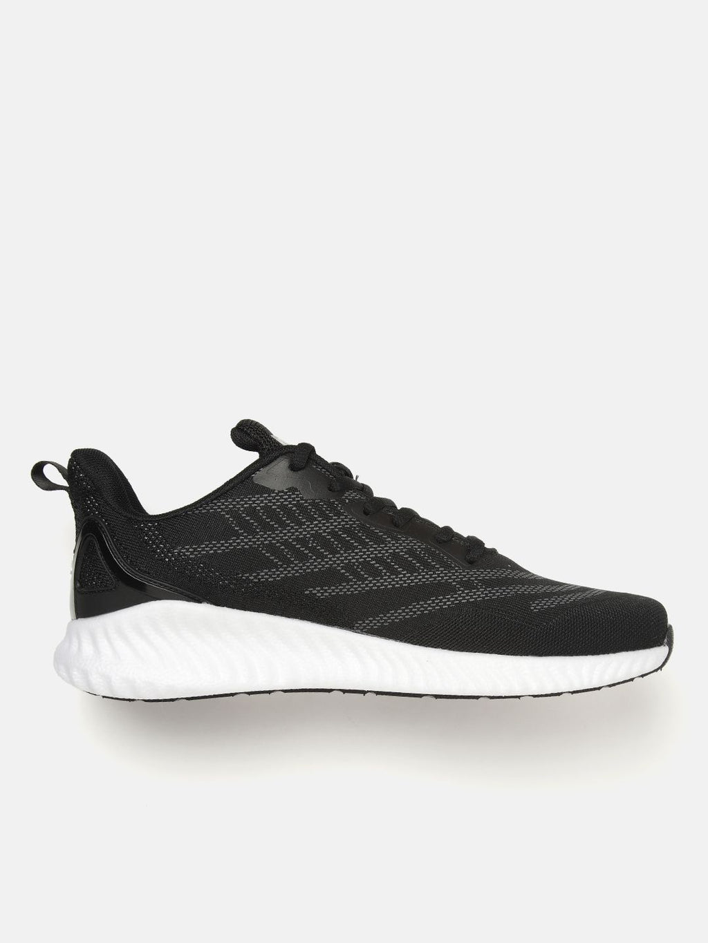  WROGN Men Black & Grey Woven Design Running Shoes
