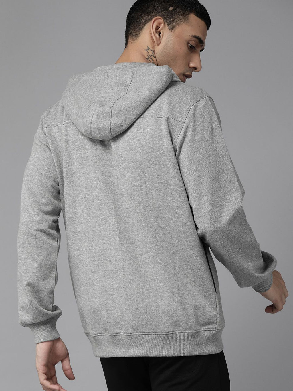  PROWL By Tiger Shroff Men Grey Melange Solid Hooded Sweatshirt