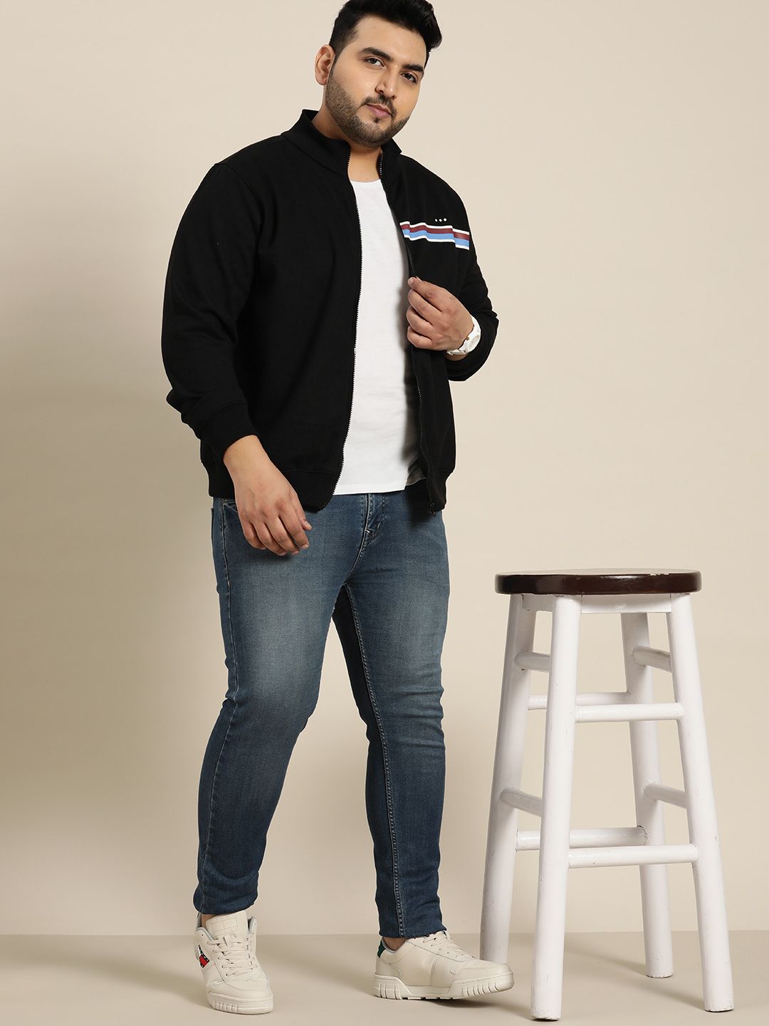  Sztori Men Plus Size Black Solid Sweatshirt