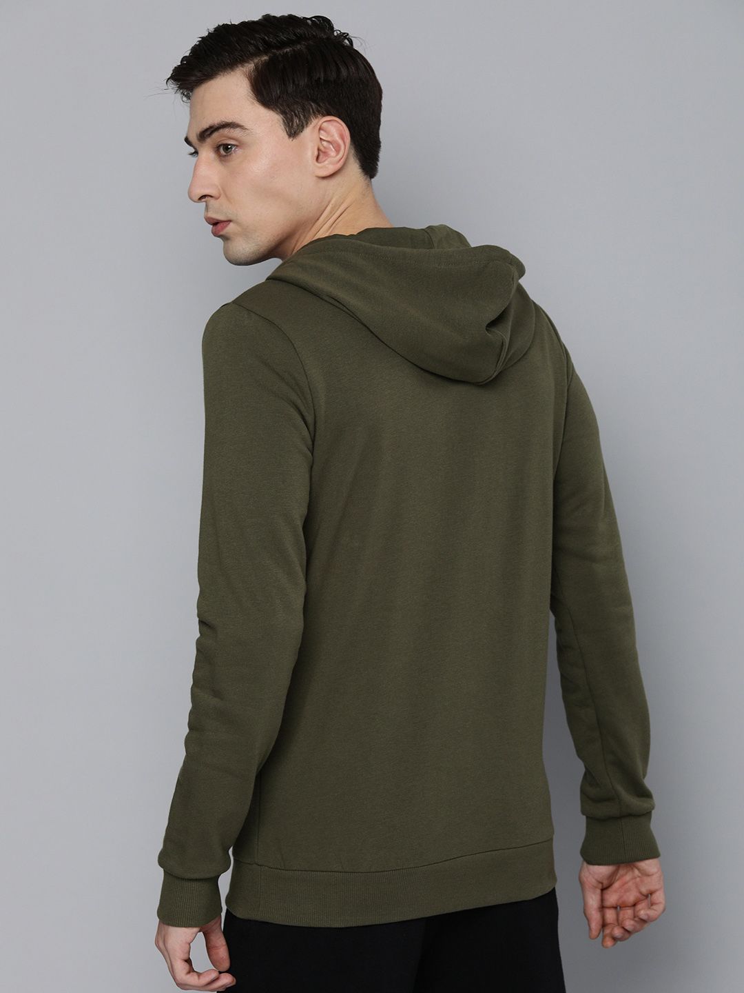 Puma Men Olive Green Slim Fit Hooded Sweatshirt