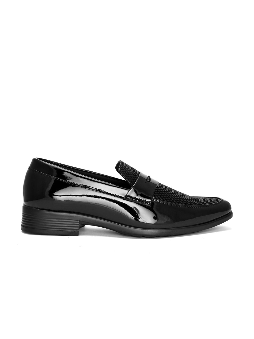  Hydes N Hues Men Black Textured Formal Slip-Ons