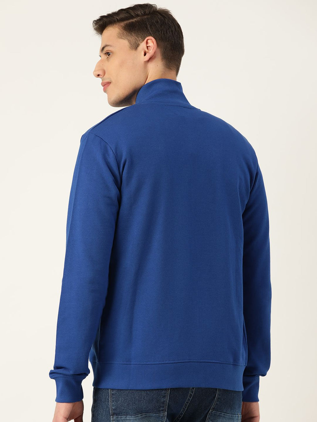  United Colors Of Benetton Men Blue Slim Fit Solid Sweatshirt