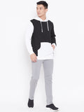  Aesthetic Bodies Men Black & White Colourblocked Hooded Sweatshirt