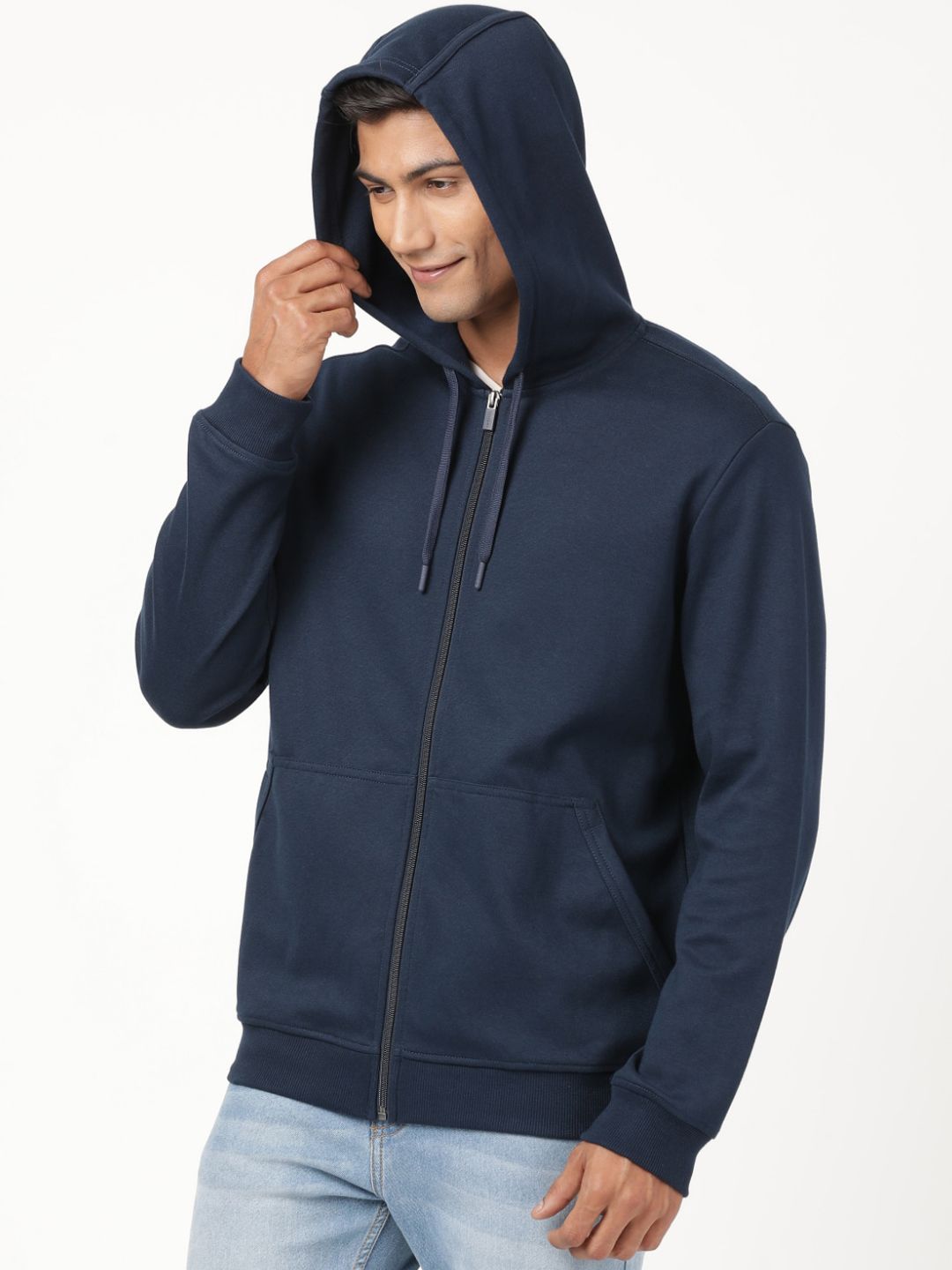  Jockey Men Blue Hooded Sweatshirt