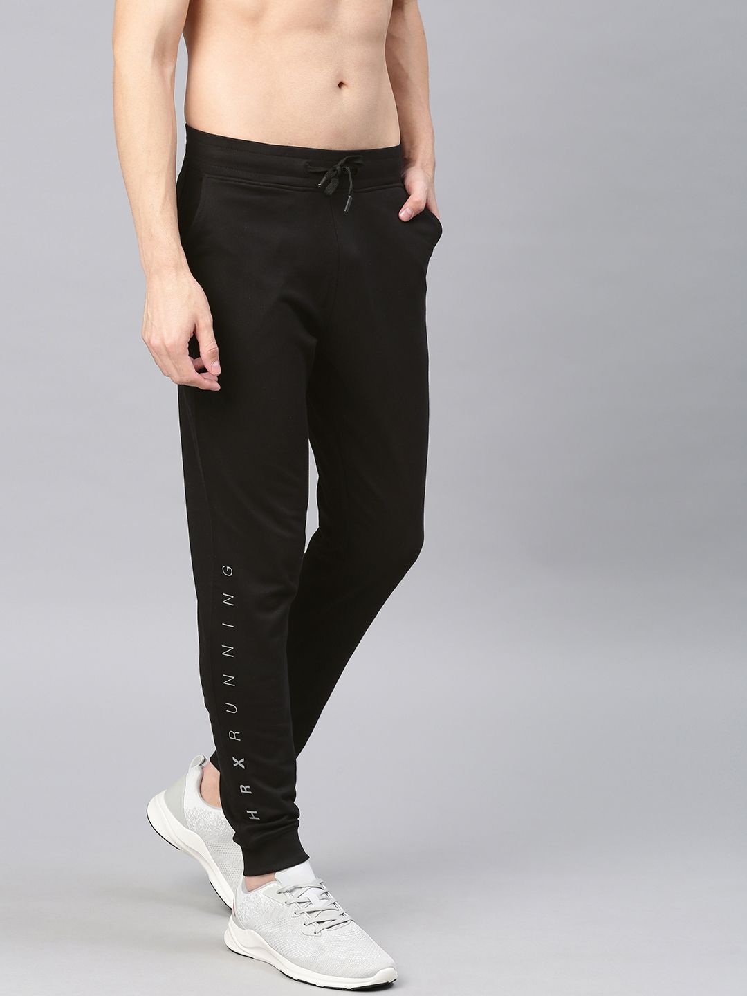  HRX By Hrithik Roshan Men Black Solid Running Anti-Microbial Slim Fit Track Pants