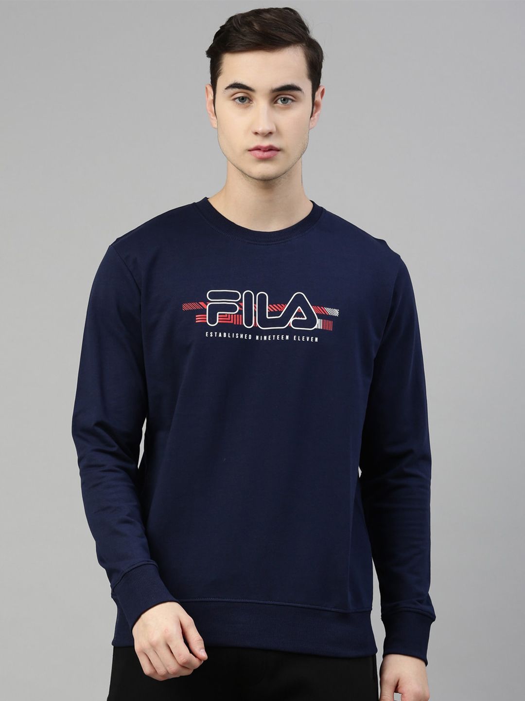  FILA Men Blue Printed Keith Sweatshirt
