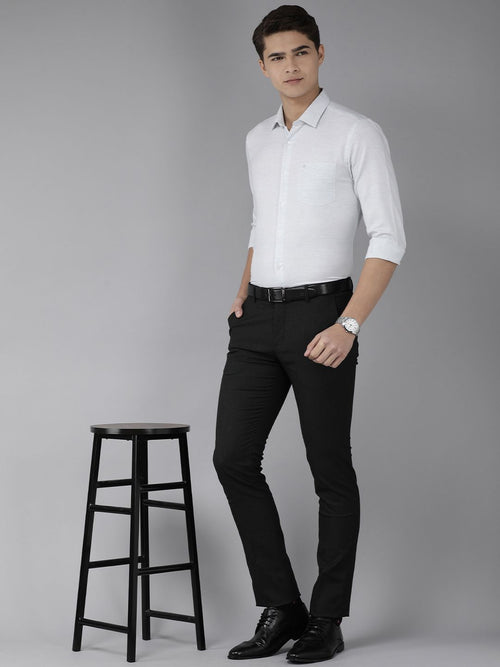  Arrow Men Black Solid Tailored Formal Trousers