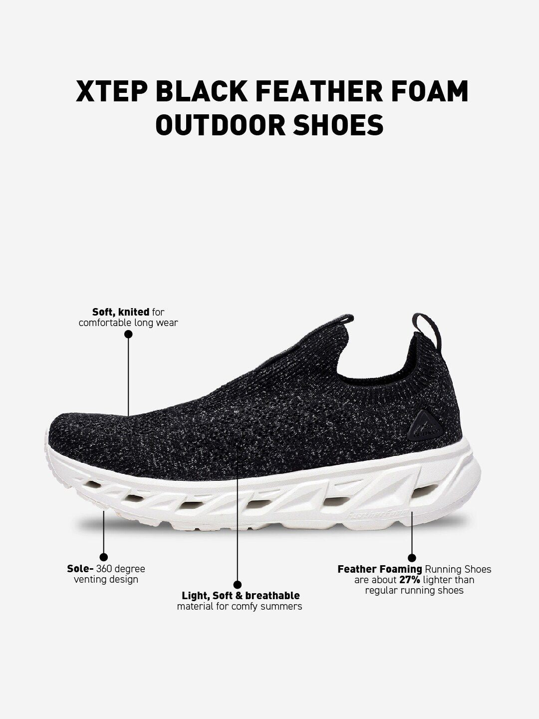  Xtep Men Memory Foam Textile Non-Marking Walking Shoes
