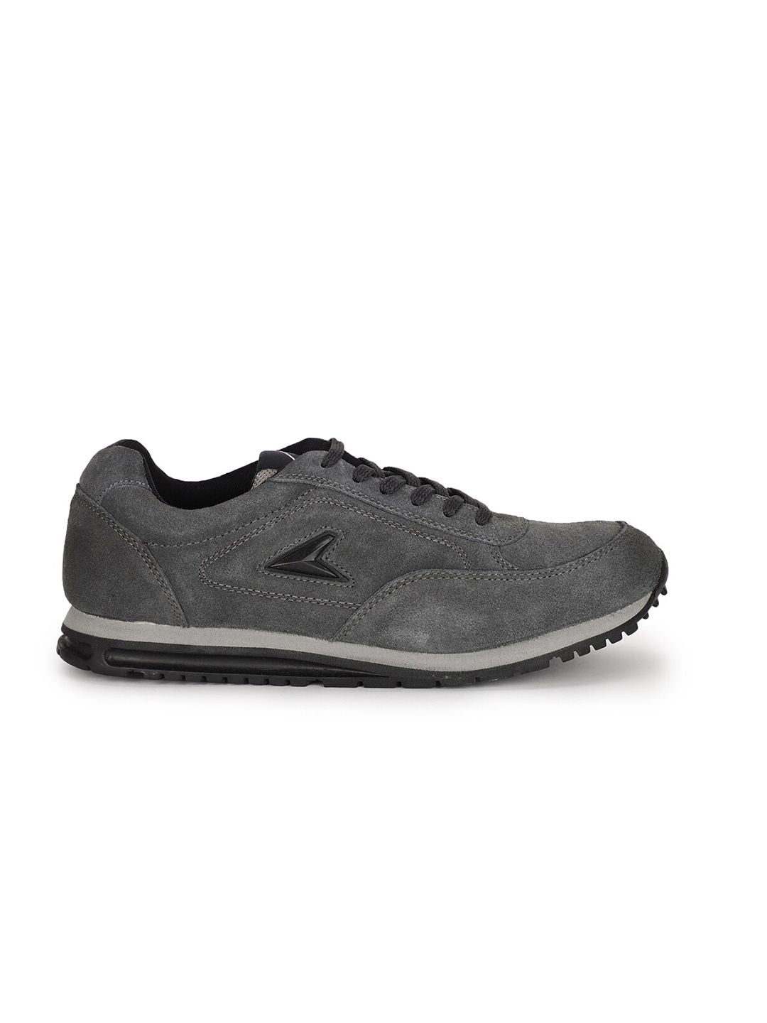  Power Men Grey Leather Road Running Non-Marking Shoes