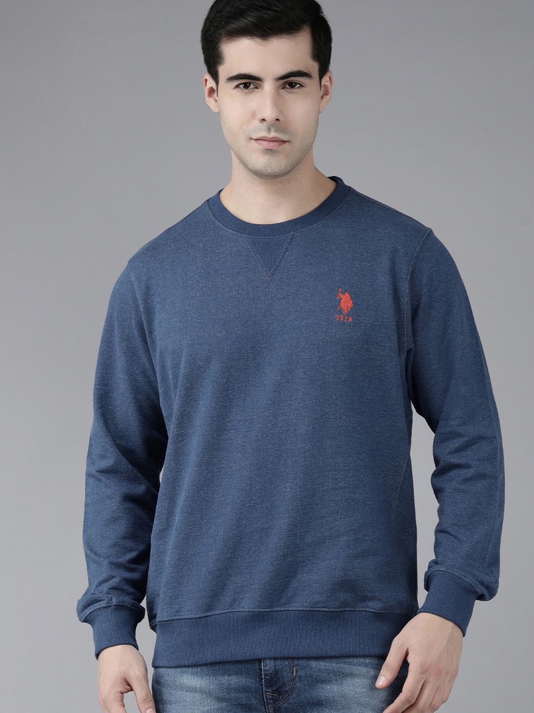 U.S. Polo Assn. U S Polo Assn Men Dark Blue Brand Logo Embroidered Sweatshirt