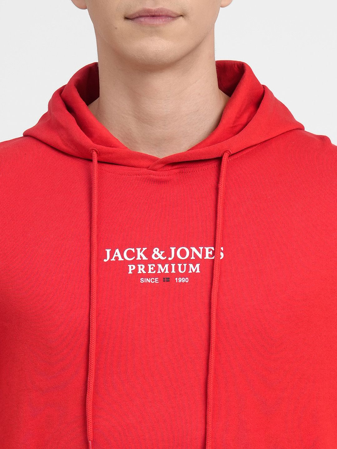  Jack & Jones Men Red Printed Hooded Sweatshirt