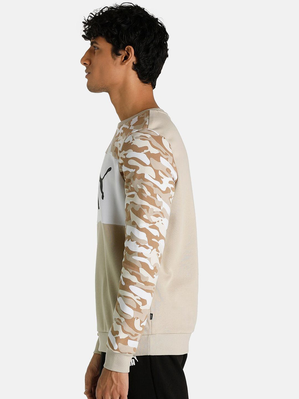  Puma Men Beige Regular Fit Essentials+ Camo Crewneck Sweatshirt