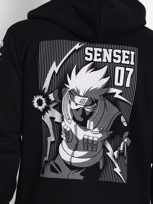  COMICSENSE Men Anime Printed Naruto Sensei Hooded Sweatshirt