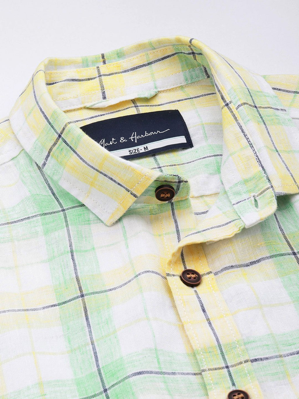  Mast & Harbour Men Lyocell Linen Checked Casual Shirt