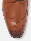  Louis Philippe Men Tan Brown Solid Leather Formal Derbys With Perforated Detail