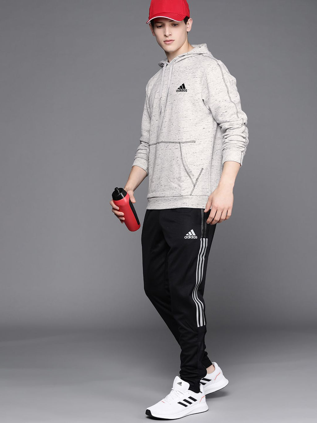  ADIDAS Men Grey & Black Solid Mel HD Sweatshirt