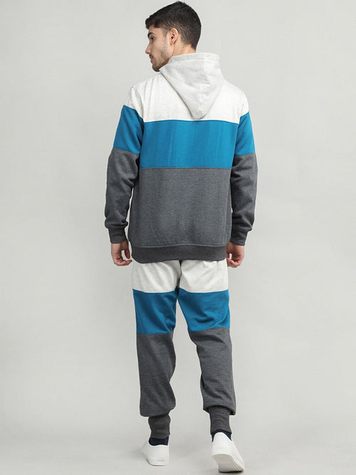  CHKOKKO Men Colorblocked Hooded Zipper Tracksuit