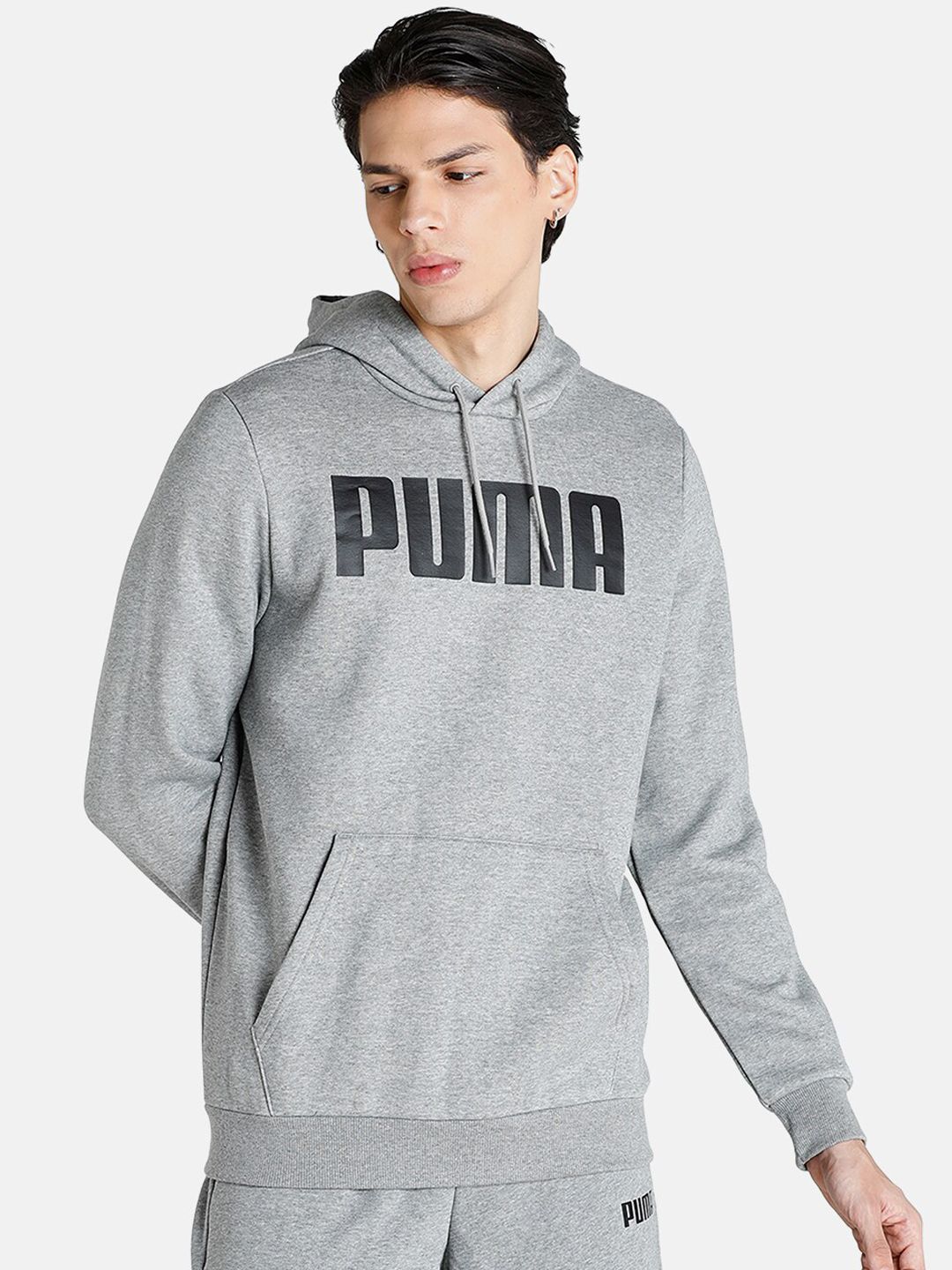  Puma Men Grey Printed Hooded Regular Fit Sweatshirt