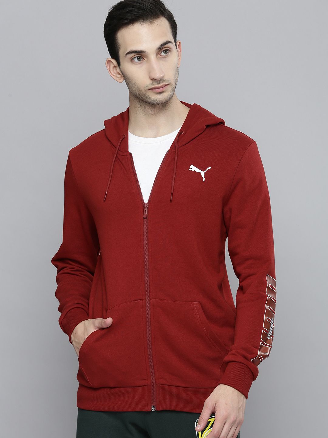  Puma Men Red Hooded Slim Fit Sweatshirt