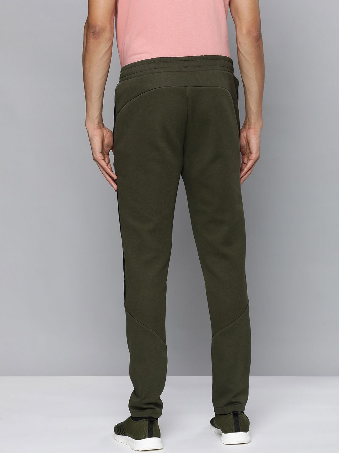  Puma Men Olive Green & Black Colourblocked DryCELL Slim Fit Track Pants