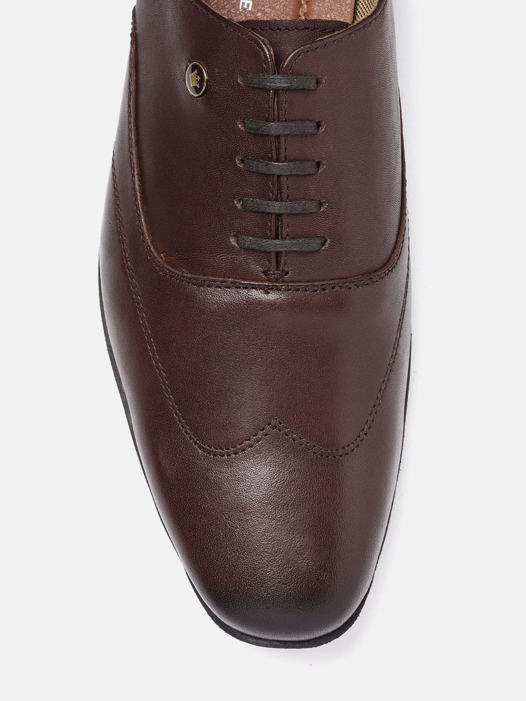  Louis Philippe Men Coffee Brown Leather Solid Formal Oxfords