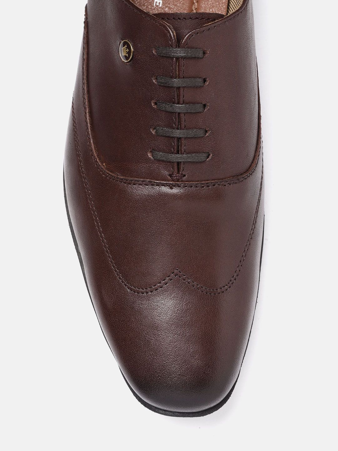  Louis Philippe Men Coffee Brown Leather Solid Formal Oxfords