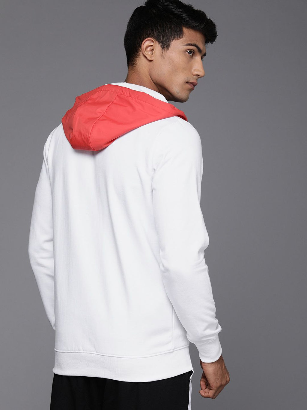  WROGN Men White Contrast Hood Front-Open Sweatshirt