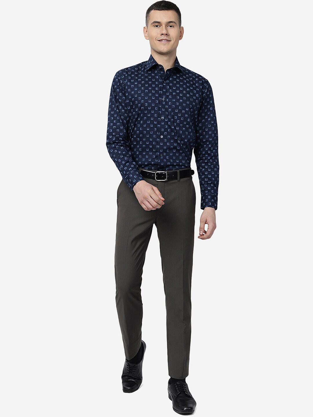  Greenfibre Men Slim Fit Mid-Rise Formal Trousers