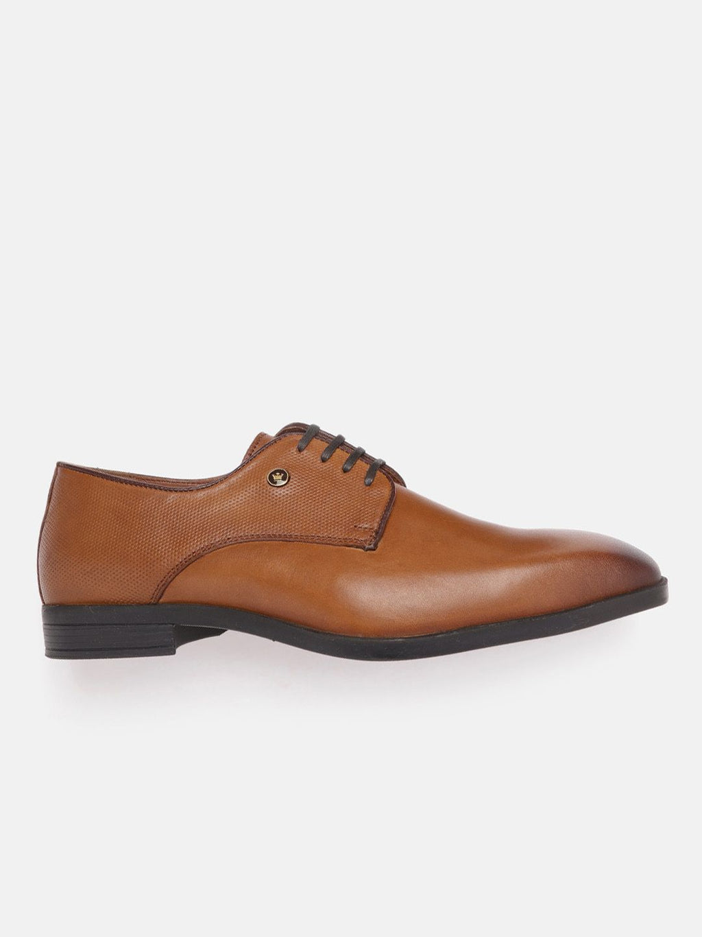  Louis Philippe Men Camel Brown Solid Leather Formal Derbys With Perforated Detail