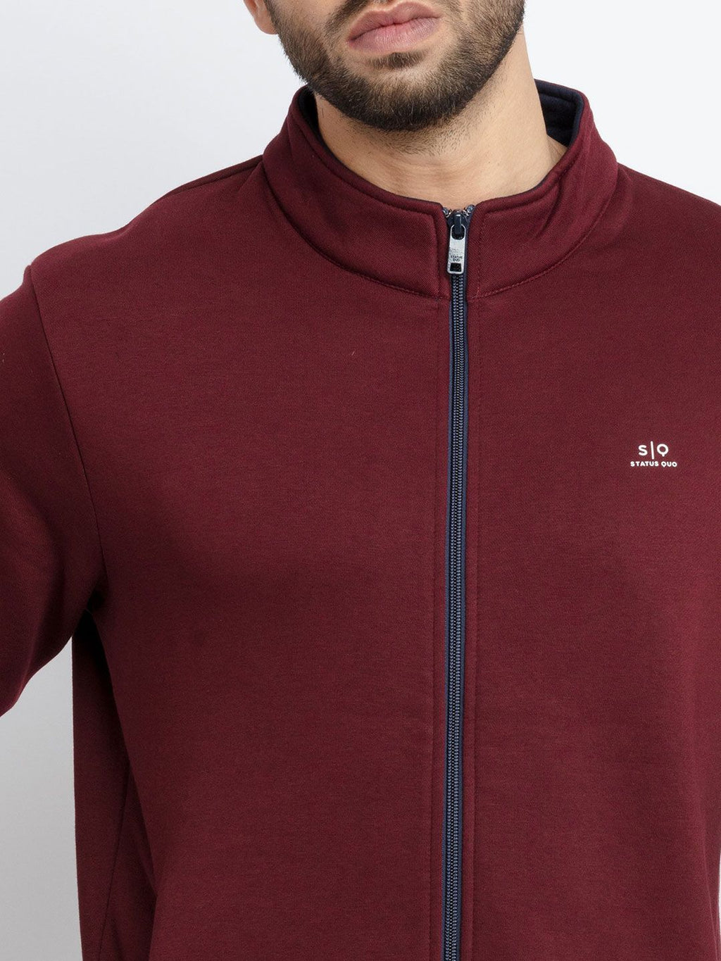  Status Quo Men Maroon Cotton Sweatshirt
