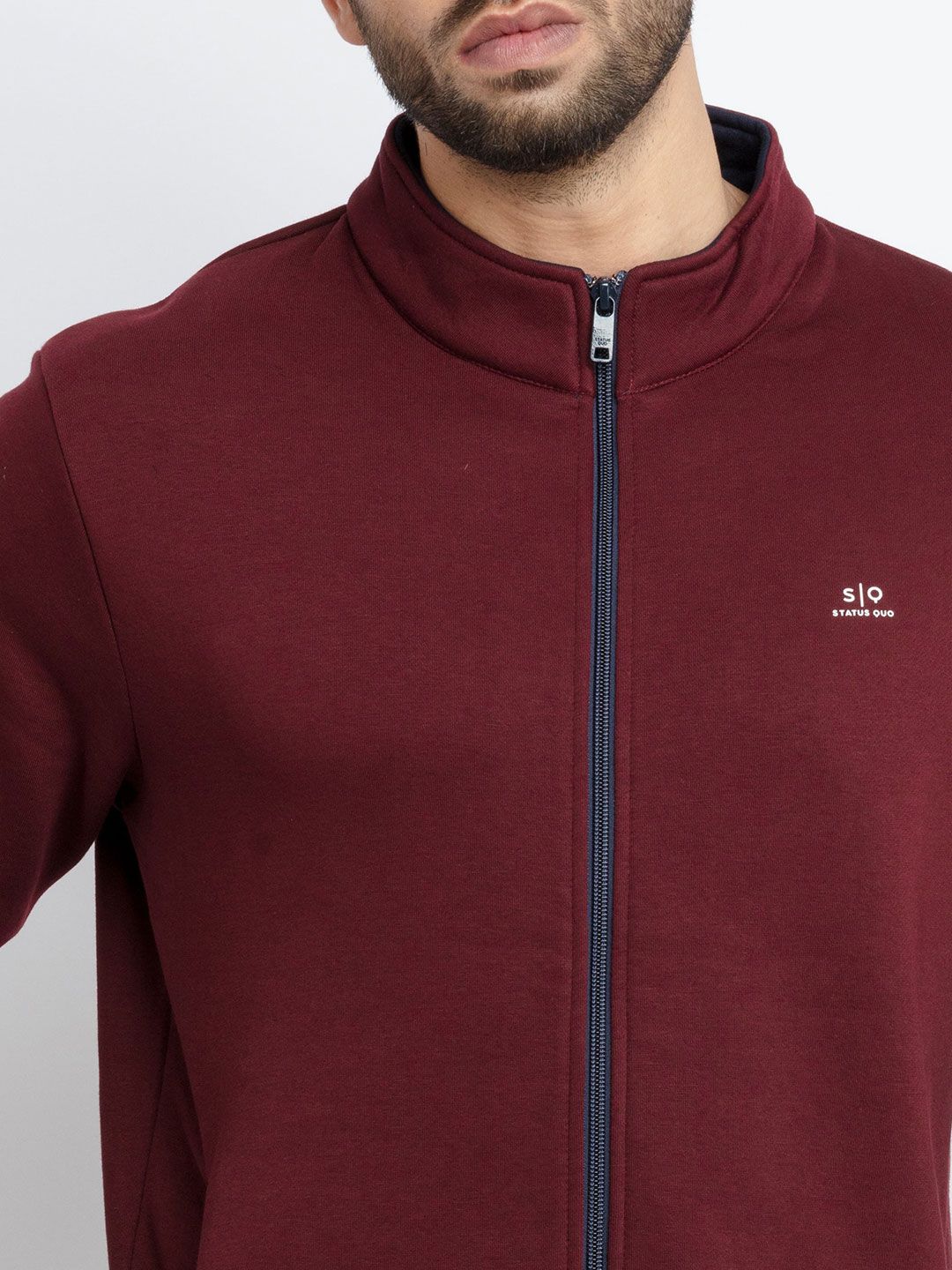  Status Quo Men Maroon Cotton Sweatshirt