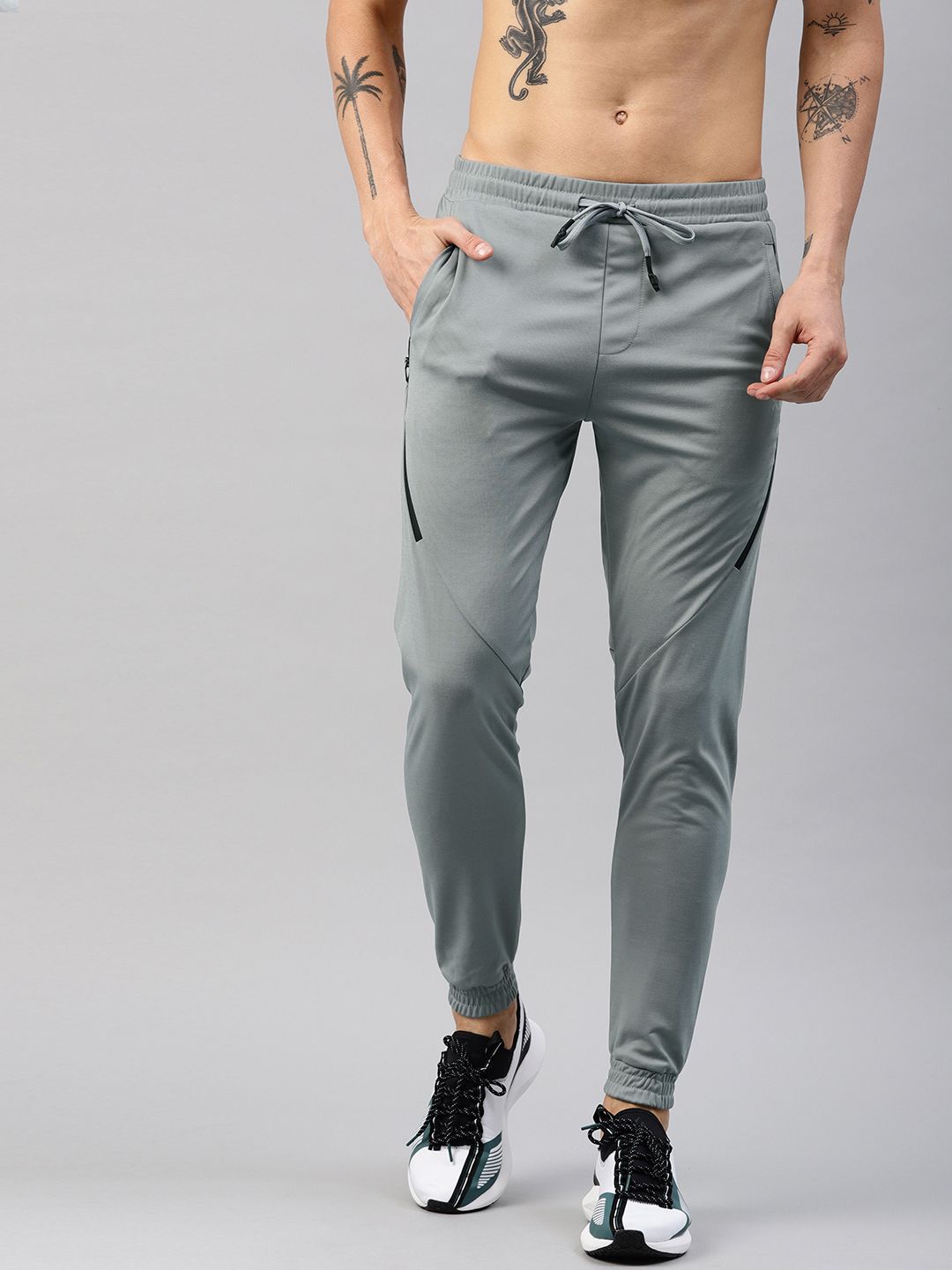  HRX By Hrithik Roshan Men Grey Solid Regular Fit Training Joggers