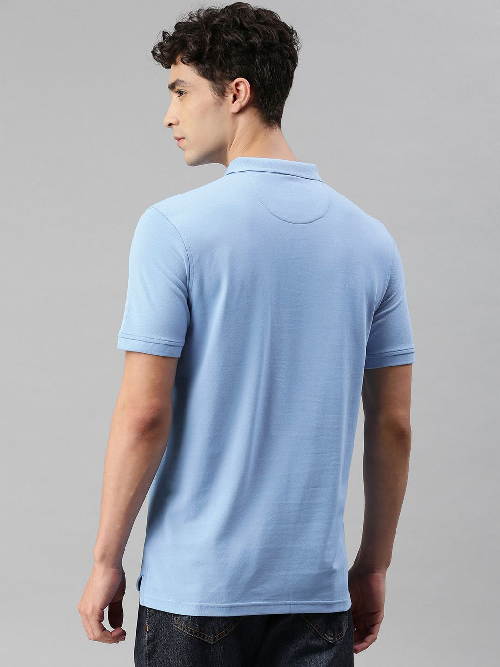  Louis Philippe Men Blue Polo Collar T-shirt