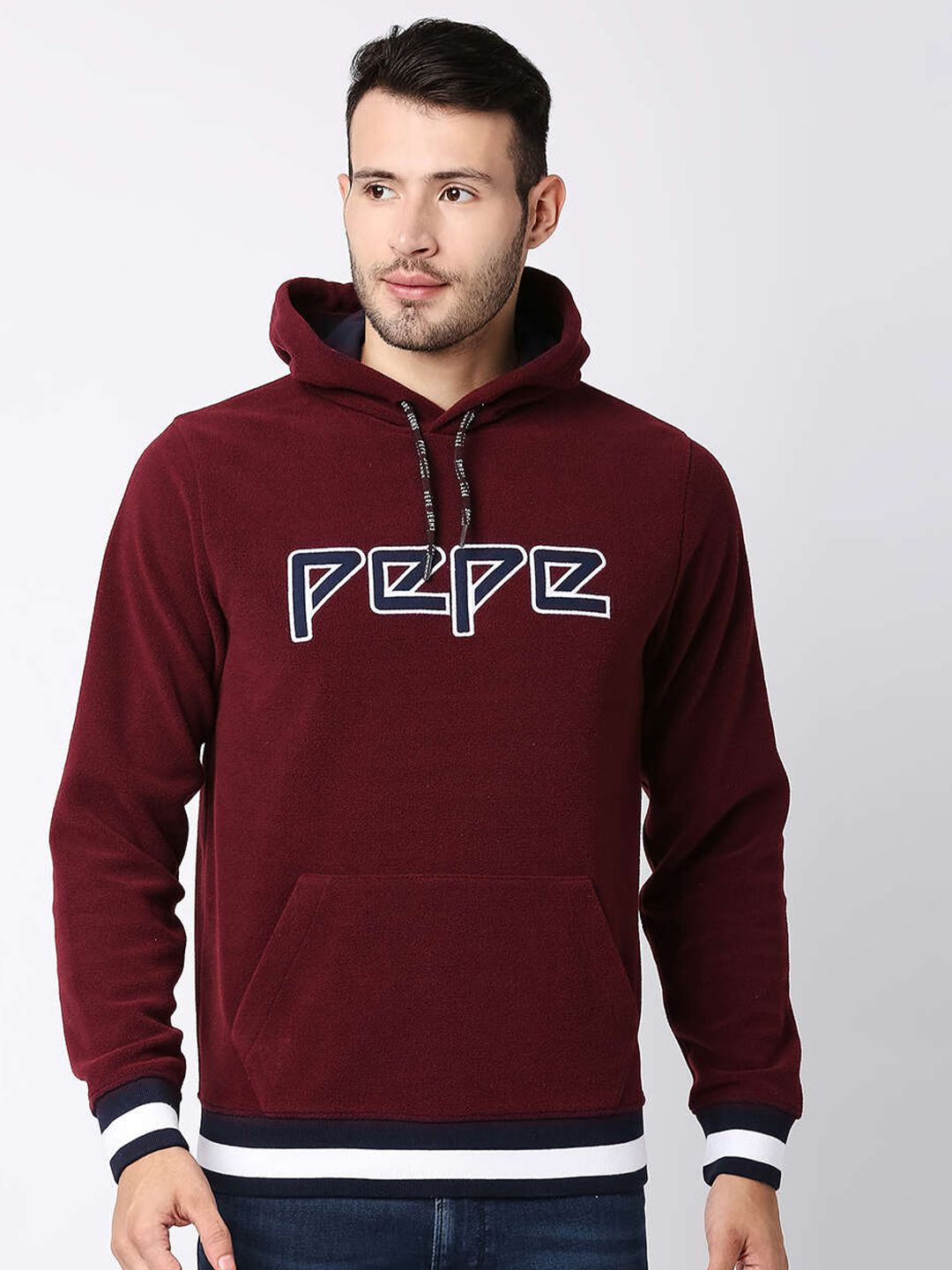 Pepe Jeans Men Red Hooded Sweatshirt