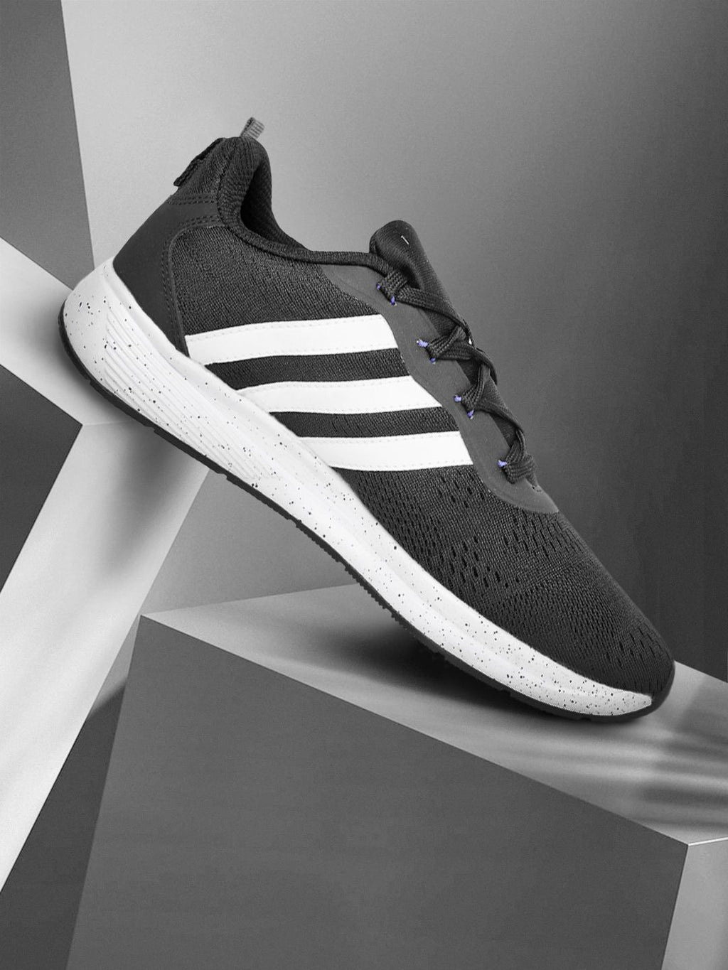  ADIDAS Men Black & White Woven Design Adisee Running Shoes