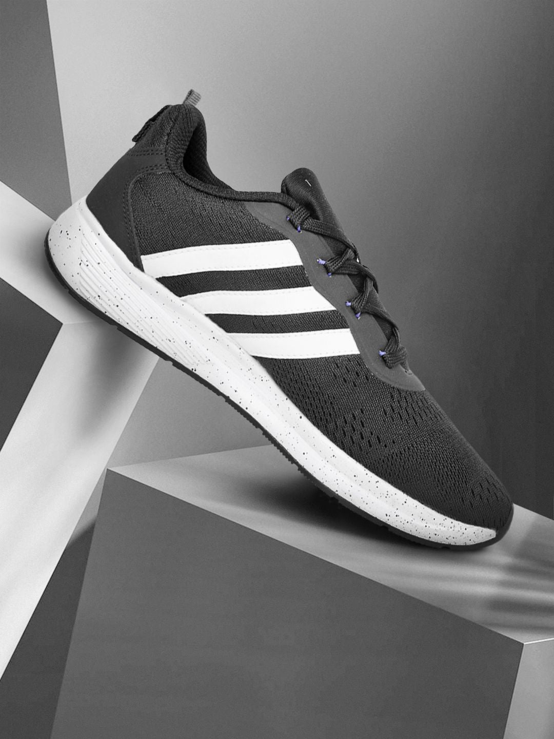  ADIDAS Men Black & White Woven Design Adisee Running Shoes