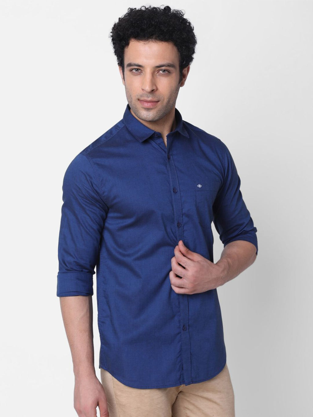  Oxemberg Classic Spread Collar Opaque Cotton Casual Shirt