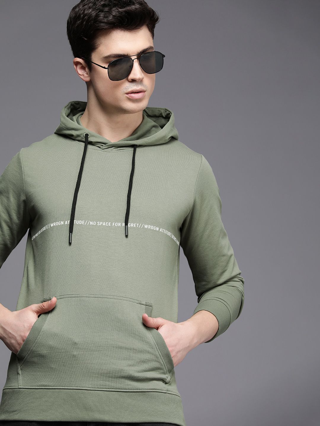  WROGN Men Hooded Long Sleeves Knitted Sweatshirt