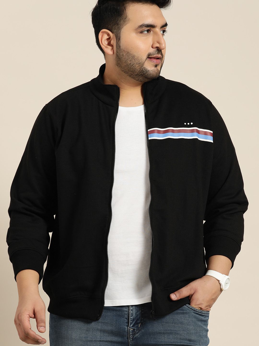  Sztori Men Plus Size Black Solid Sweatshirt