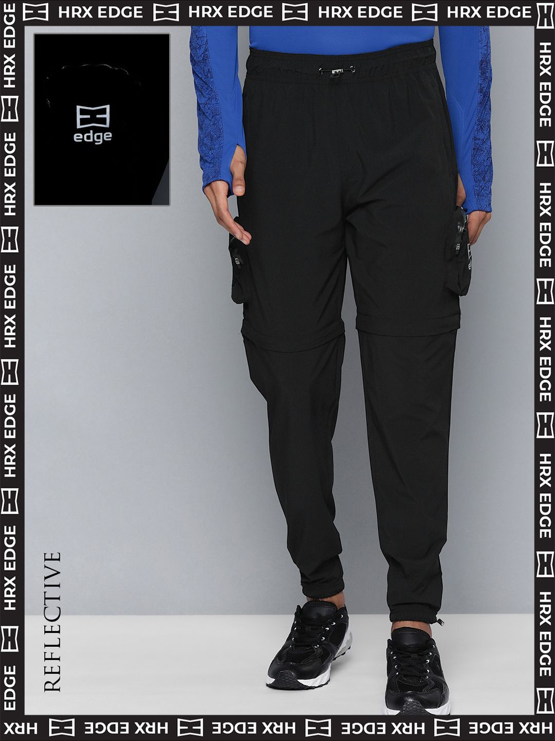  HRX By Hrithik Roshan Men EDGE Mid-Rise Rapid-Dry Joggers With Draw Cords Closure