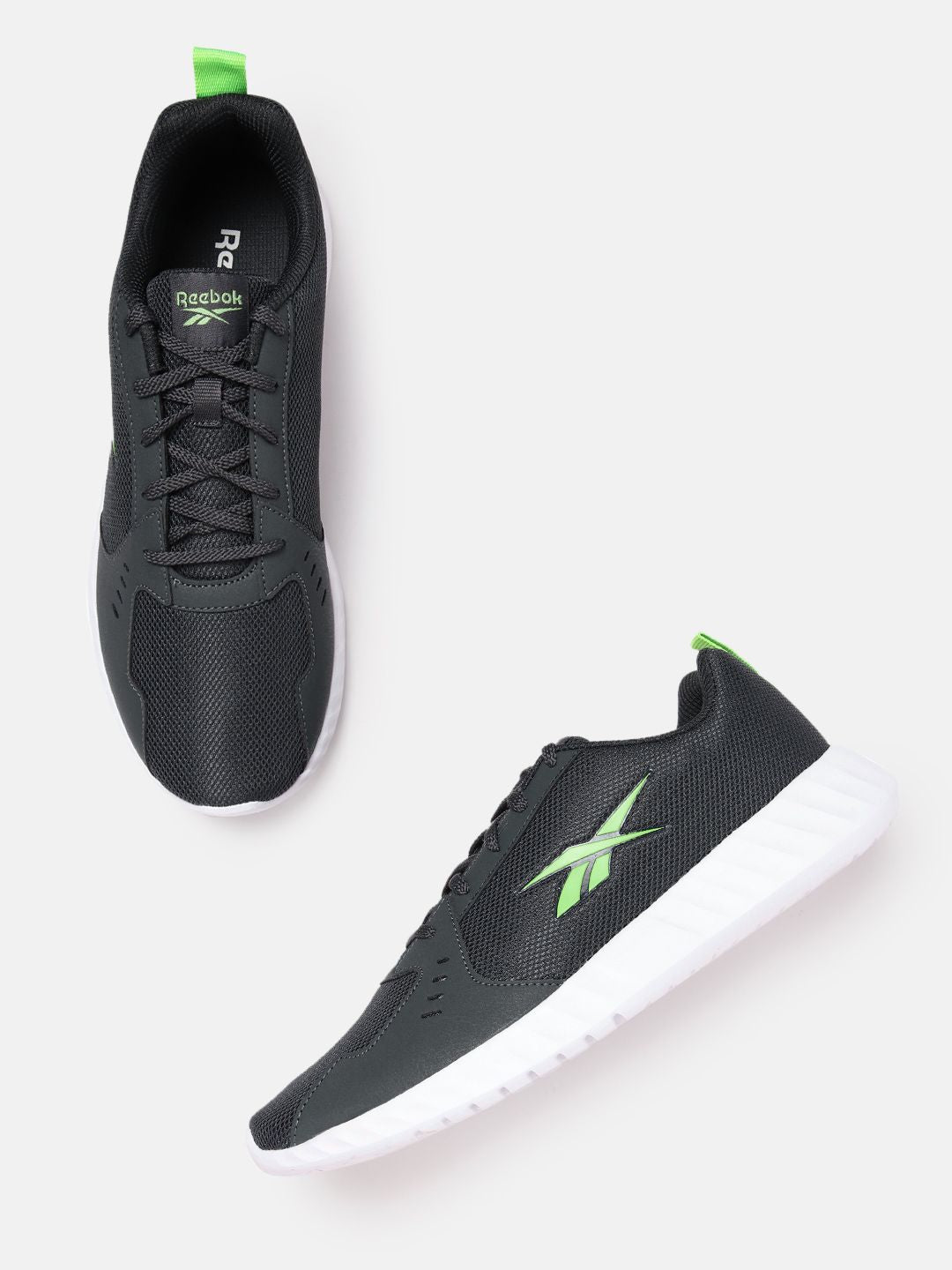 Reebok Men Woven Design Brand Logo Detail Ripple Ignite Running Shoes