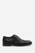 Men Textured Oxford Leather Black Lace Up Shoes