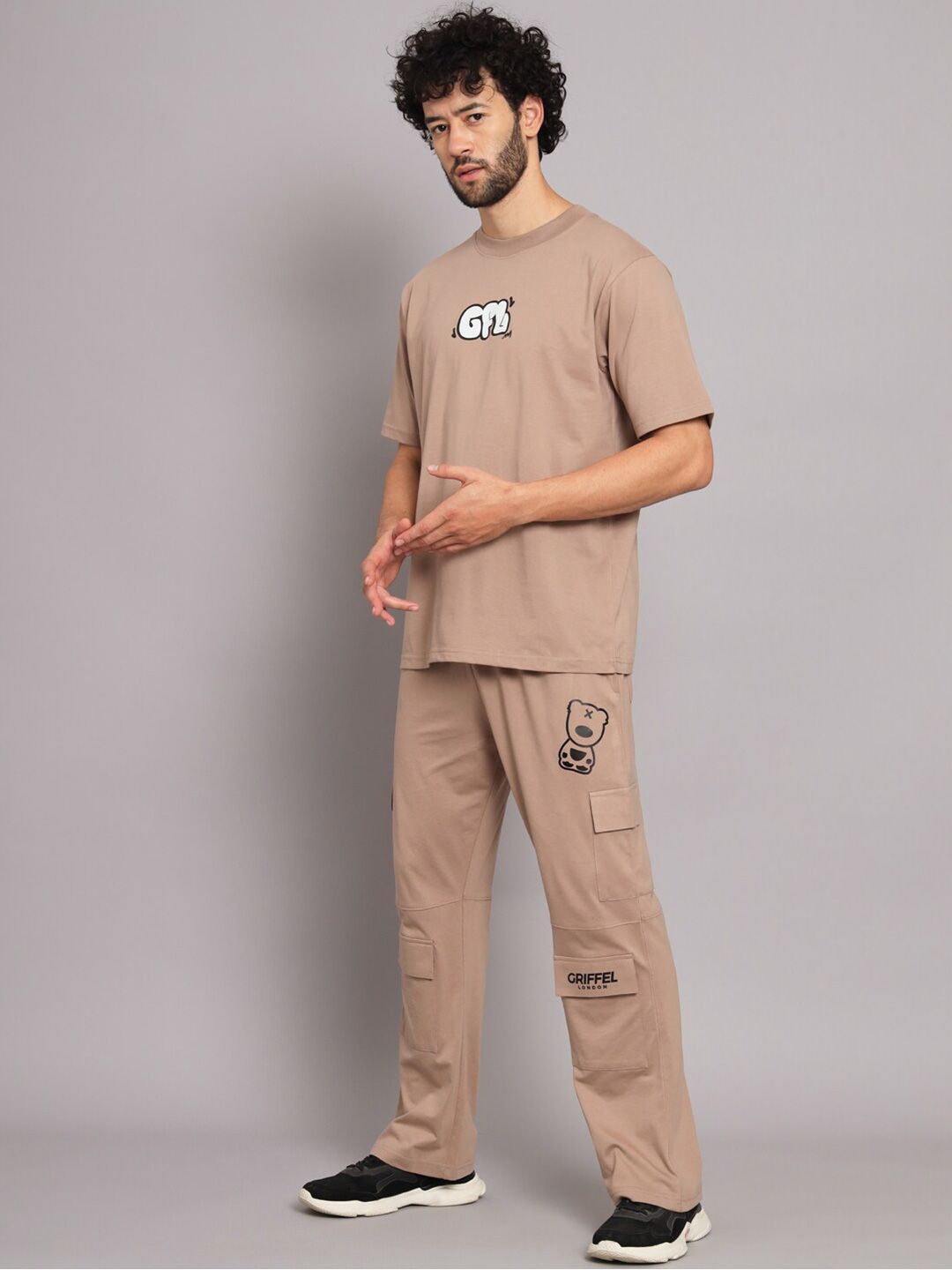  GRIFFEL Men Printed Cotton Loose Fit Track Suits