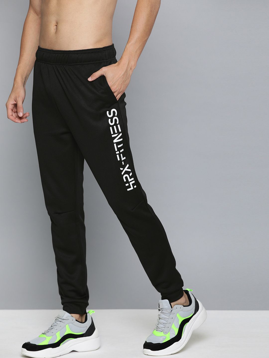  HRX By Hrithik Roshan Men Jet Black Solid Slim Fit Rapid-Dry Training Track Pants