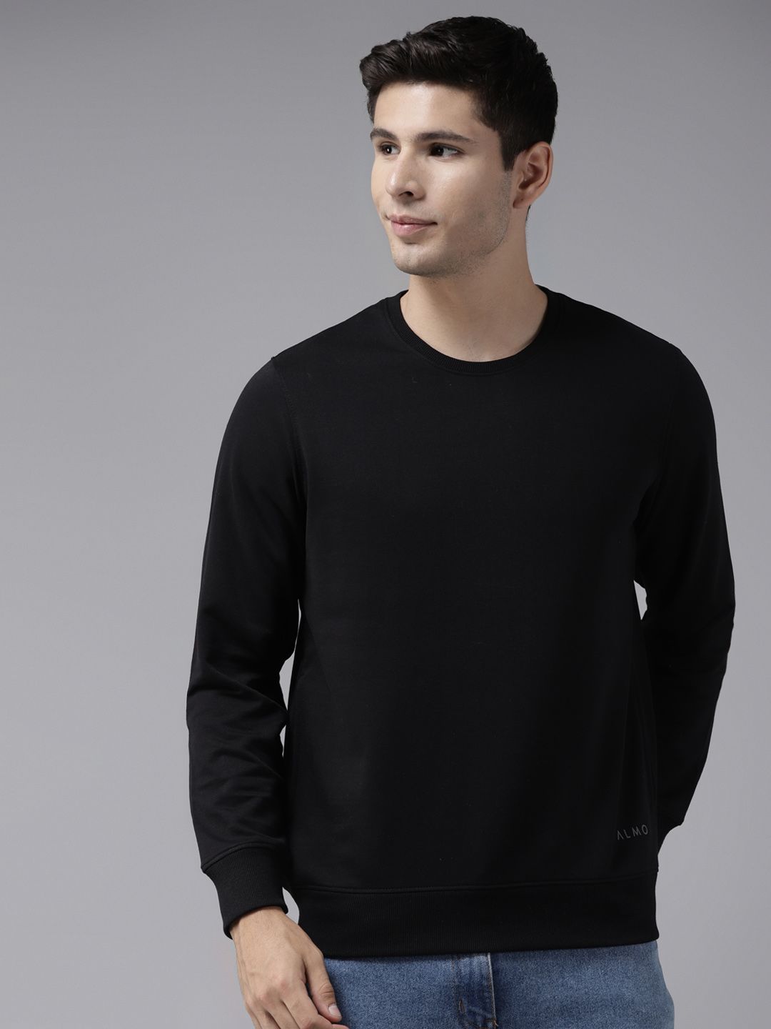 Almo Wear Men Black Lightweight Ultra-warm Sweatshirt