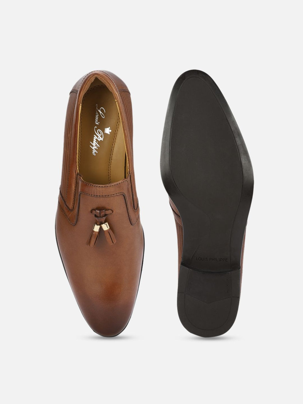  Louis Philippe Men Brown Solid Textured Formal Slip-On Shoes