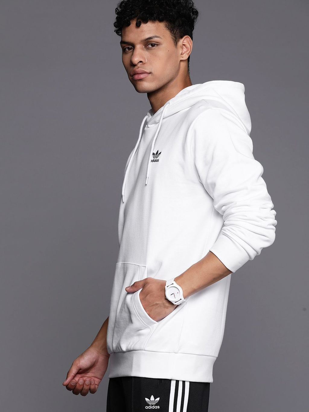  ADIDAS Originals Sustainable Pure Cotton Trefoil Essentials Hooded Sweatshirt