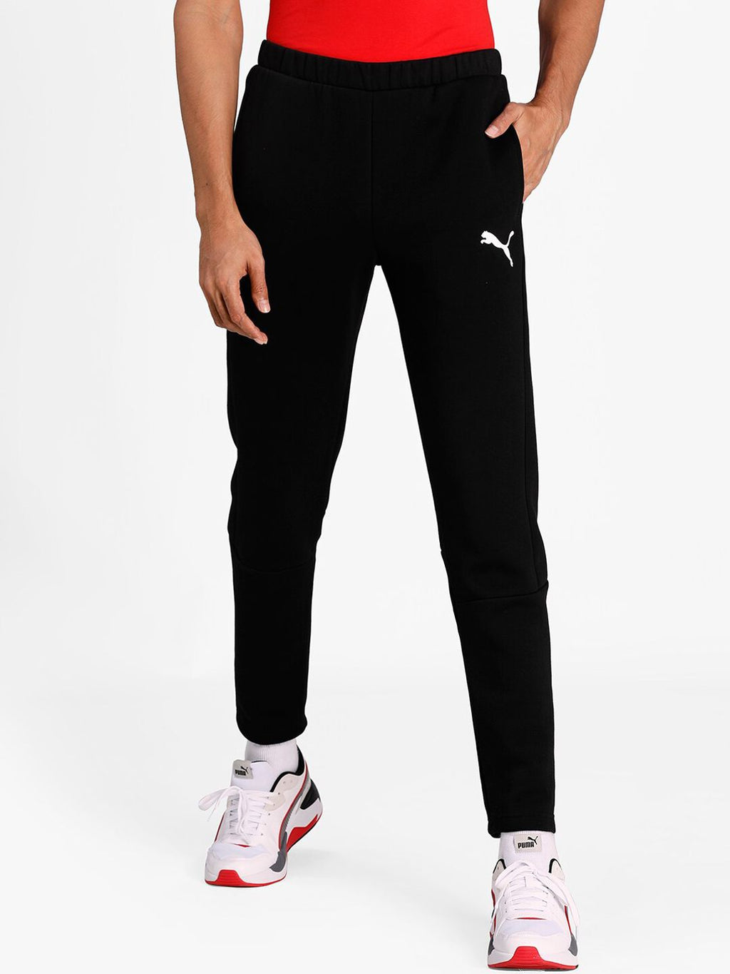  Puma Men Black EVOSTRIPE Core Solid Slim-Fit Sustainable Track Pants