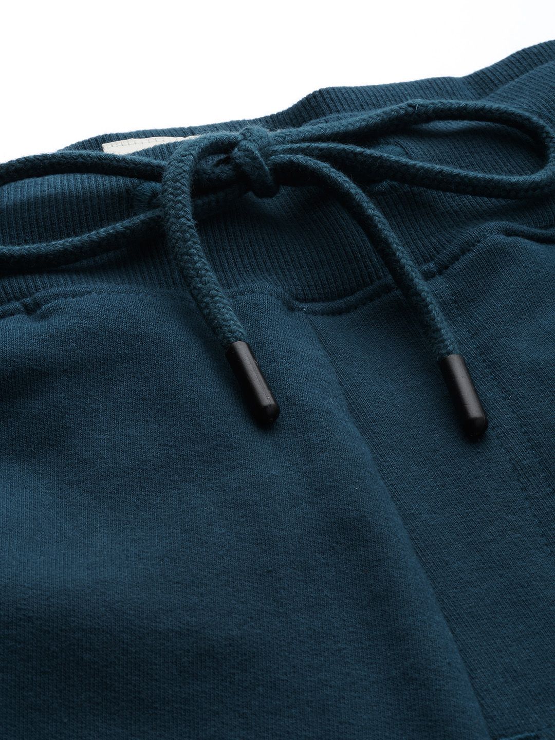  WROGN Men Teal Blue Slim Fit Solid Cropped Joggers With Printed Details