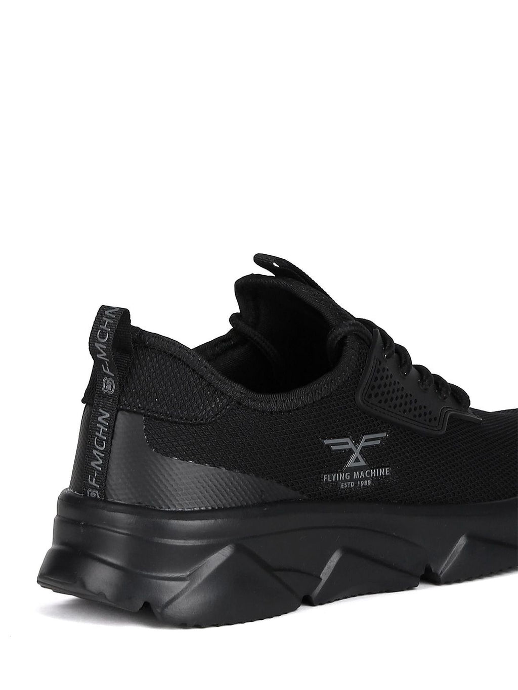  Flying Machine Men Black Mesh Walking Shoes